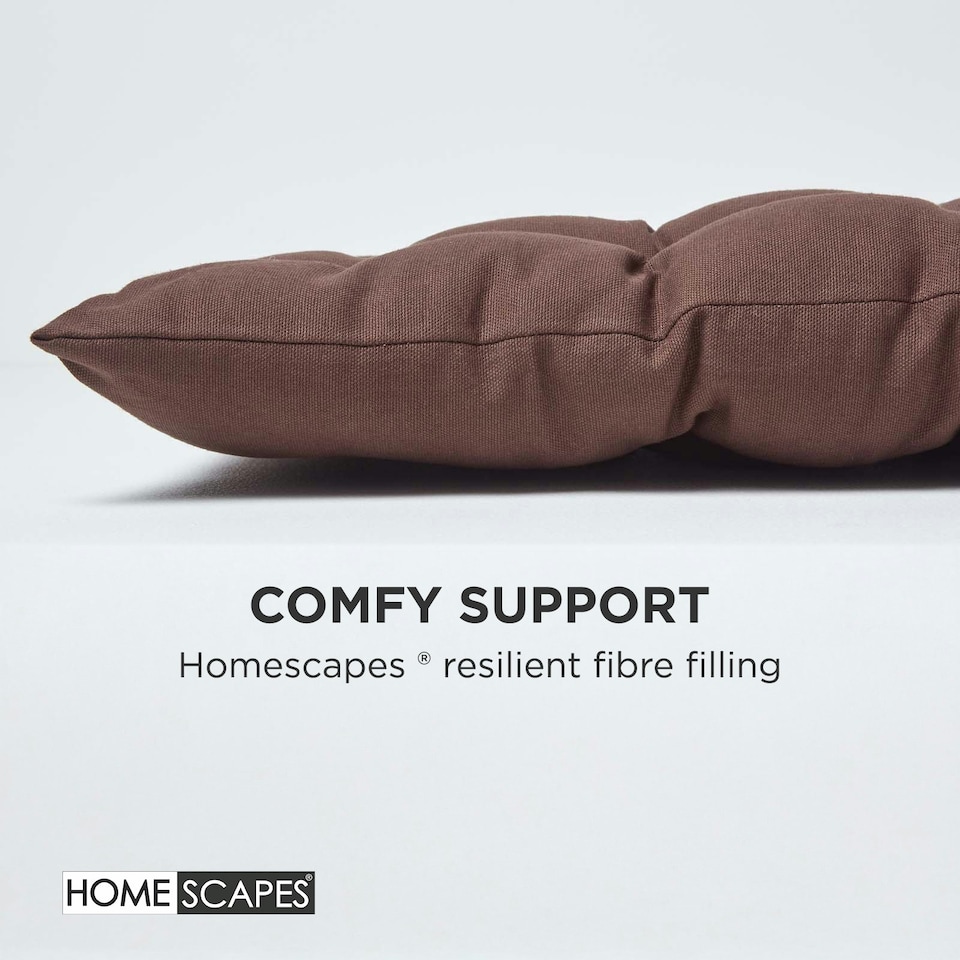 image 1 of Homescapes Garden Bench Cushion Luxury 2 Seater 100% Cotton Indoor Outdoor Seat Pad | Brown | 2 Seater | 1
