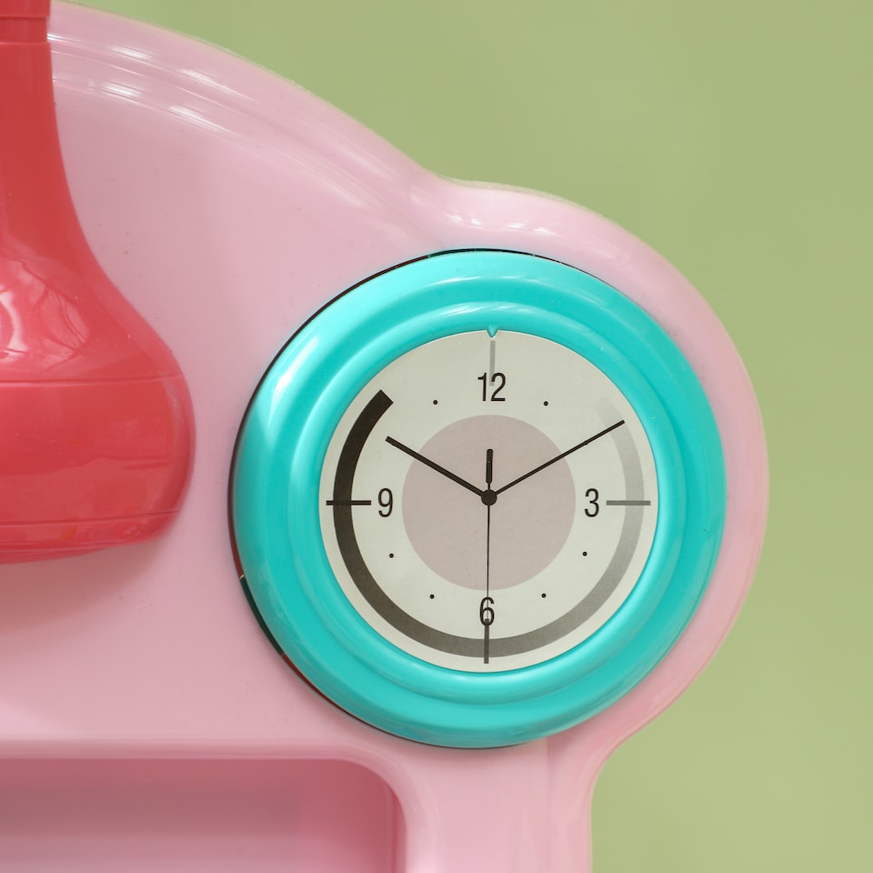 image 1 of AIYAPLAY Toy Kitchen, 45-Piece Kids Kitchen with Rotating Side Tables, Toddler Pretend Role Play set with Light, Sounds, Spray Effect for Ages 3-6 Years, Pink