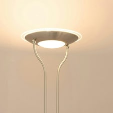 ValueLights Beata Brushed Chrome Integrated LED Uplighter Floor Lamp with Task Reading Side Lamp