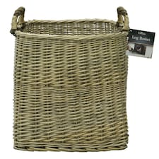 JVL Antiques Wash Square Log Basket with Loop Handles, 44x44 x44 cm Brown