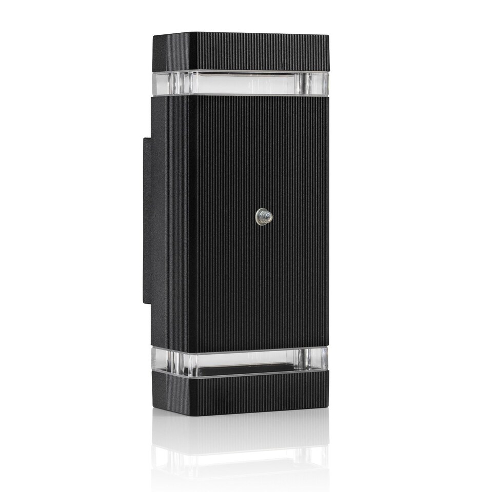 image 1 of Auraglow Dusk Till Dawn Sensor Double Up & Down Wall Light - THRUXTON | Silver | Silver/Cool White