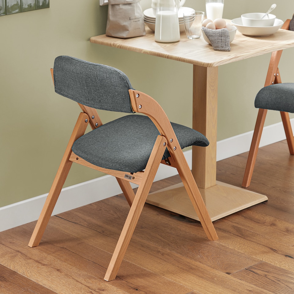 image 1 of SoBuy Folding Chair Wooden Padded Kitchen & Office Chair with Ergonomic Backrest, Dark Gray, 18.7 x 23.2 x 30.3 in, 6.6 kg - FST92-SG