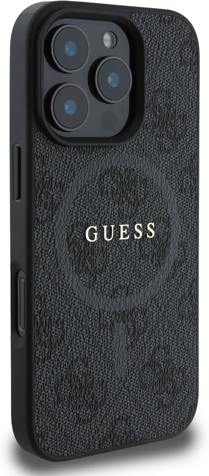 image 1 of Guess PU Leather 4G Coloured Ring Case with MagSafe for iphone 16 Pro 6.3 Black - GUHMP16LG4GFRK
