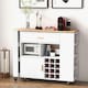 image 4 of COSTWAY 2-in-1 Kitchen Island Bar Table Storage Trolley White