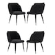 image 7 of Set of 4 Milano Velvet Dining Chairs with Stylish Ribbed Back Design, Black Metal Legs with Silver Tips | Blue | Silver End Tips
