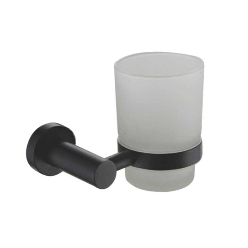Showerdrape Modernity Black Stainless Steel Wall Mounted Frosted Glass Toothbrush Holder