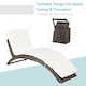 image 5 of Outsunny Garden Rattan Sun Lounger Foldable Patio Chaise Chair Brown