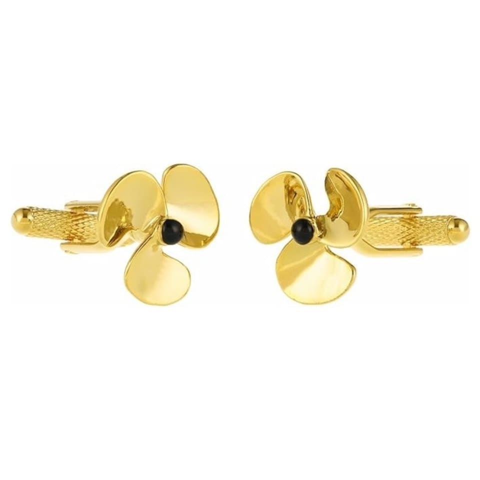 image 1 of Golden Propeller Cufflinks - Onyx Art CK124