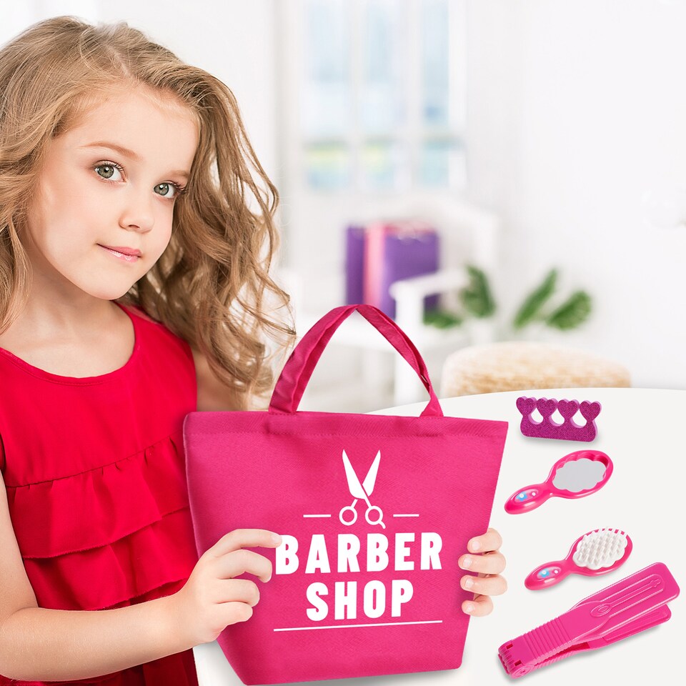 image 1 of Pretend Play Fashion Hairdressing Set with Barber Shop Bag – Style & Fun On The Go!