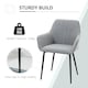 image 4 of HOMCOM Dining Chairs Set of 2, Upholstered Linen Fabric Kitchen Chairs with Metal Legs for Living Room Dining Room, Light Grey
