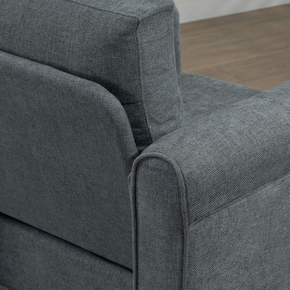 image 1 of HOMCOM Vintage Armchair Fabric Accent Chair with Wood Legs Grey