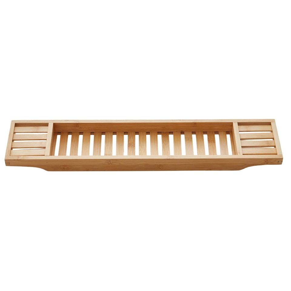 image 1 of Bamboo Bath Tray Bathtub Shelf Wine Soap Holder Rack Bath Caddy
