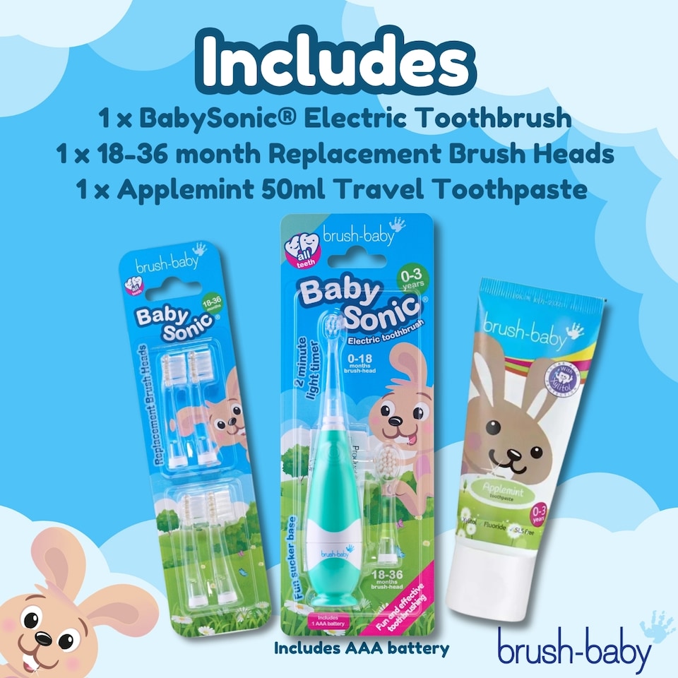 image 1 of Brush Baby BabySonicÂ® Toddler First Electric Toothbrush Gift Set