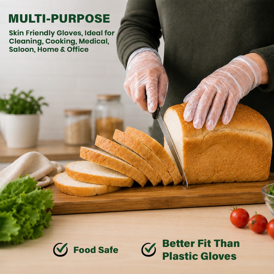 image 1 of ECONX Clear Vinyl Gloves Latex Free And Powder Free Food Safe For Catering Multi-Purpose General Use Medium Size x 500pk