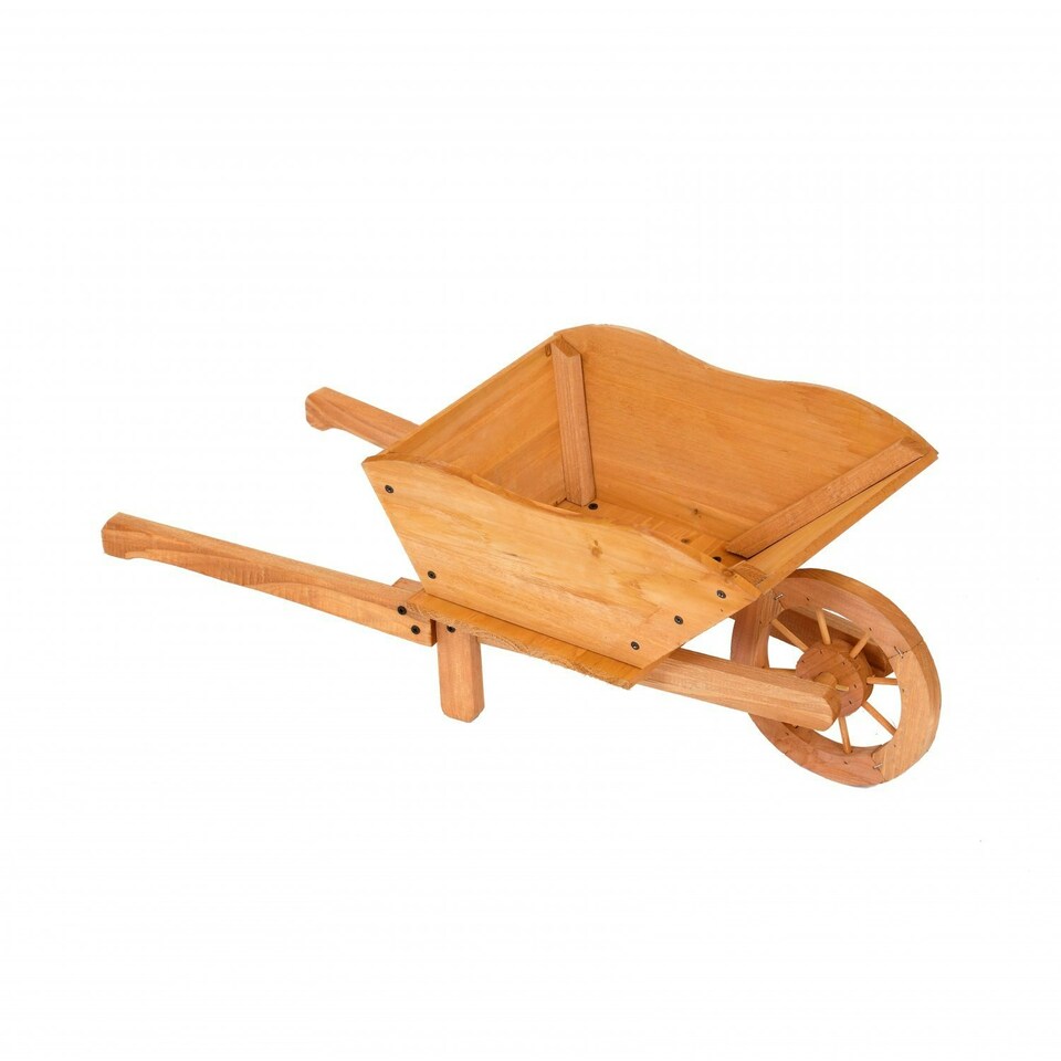 image 1 of Oypla Garden Wooden Wheelbarrow Flower Planter Ornamental Plant Pot Brown