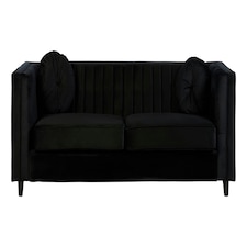 Farah Three Seater Black Velvet Sofa Black