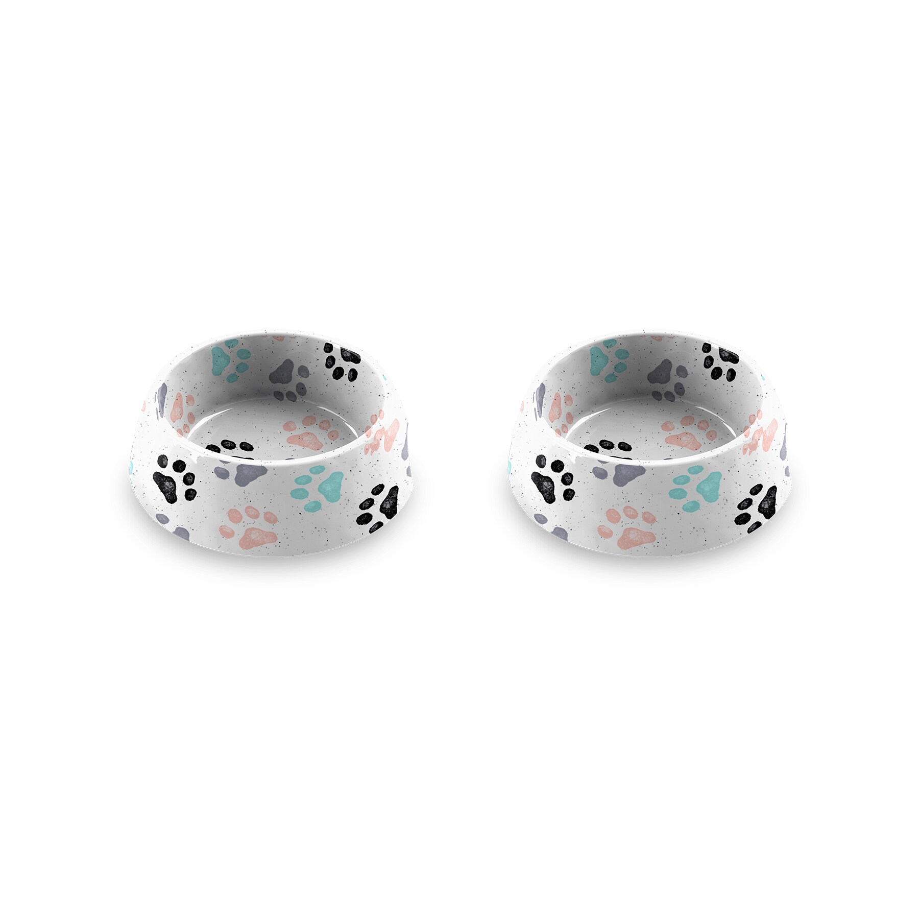Retro Paw Print Pet Bowl Set of 2, Small Melamine Dog Bowl, 1 Cup
