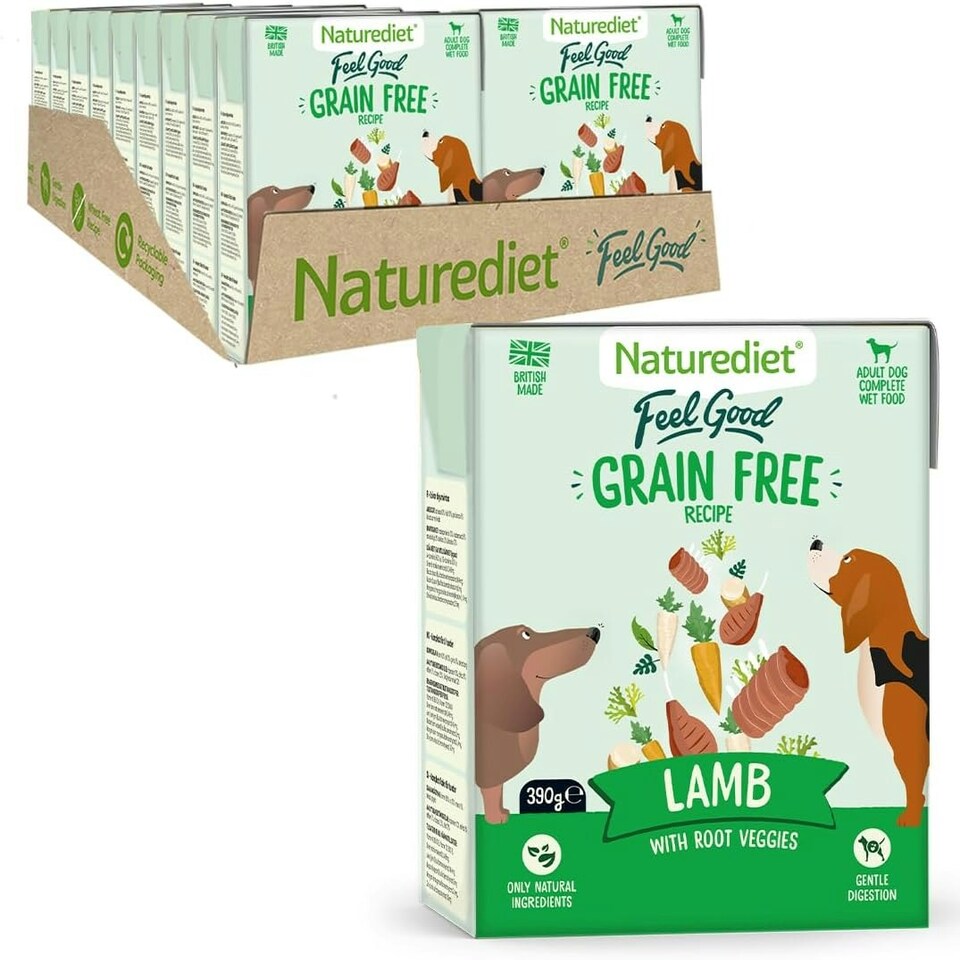 image 1 of Naturediet - Feel Good Wet Dog Food, Natural and Nutritionally Balanced, Grain Free, Lamb, 390g (Pack of 18)