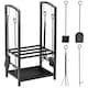 image 6 of Outsunny Firewood Rack Log Holder Wood Storage with Hooks 4 Tools Black