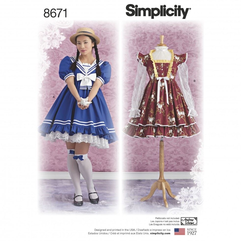 image 1 of Simplicity 8671 Paper Sewing Pattern – Women’s Costumes & Dresses, Size P5 (12–14–16–18–20), Intermediate