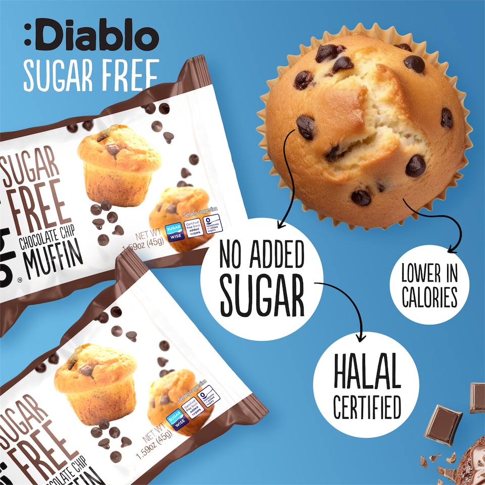 image 1 of Diablo Sugar Free Chocolate Chip Muffin 45g