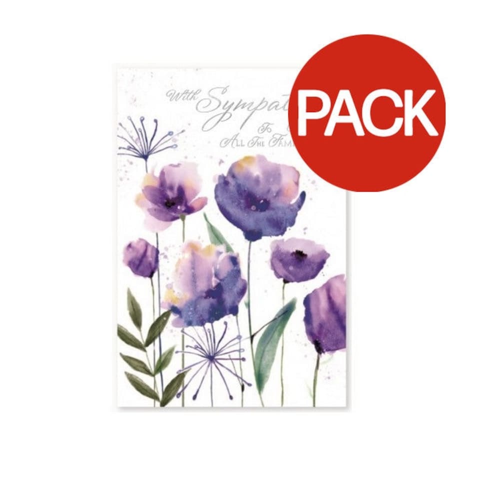 Simon Elvin With Sympathy To All My Family Greetings Card (Pack of 6) - White/Purple/Green - One Size Red | One Size