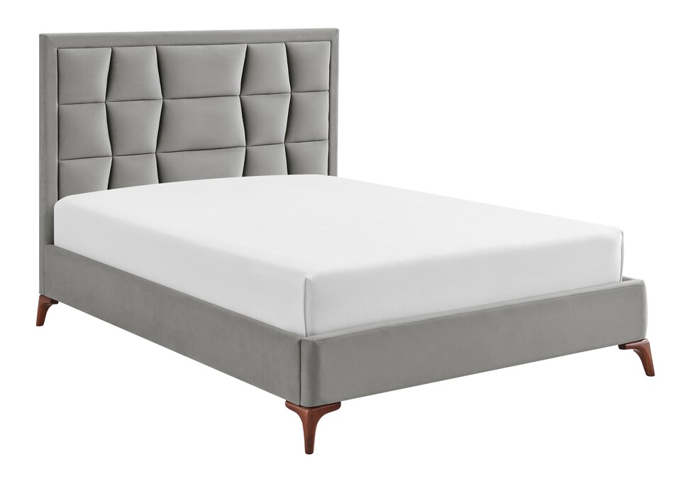 image 1 of 6ft Super King Grey, Silver Tall Headend Headboard Soft Velvet Fabric Upholstered Bed Frame | Silver | Super King