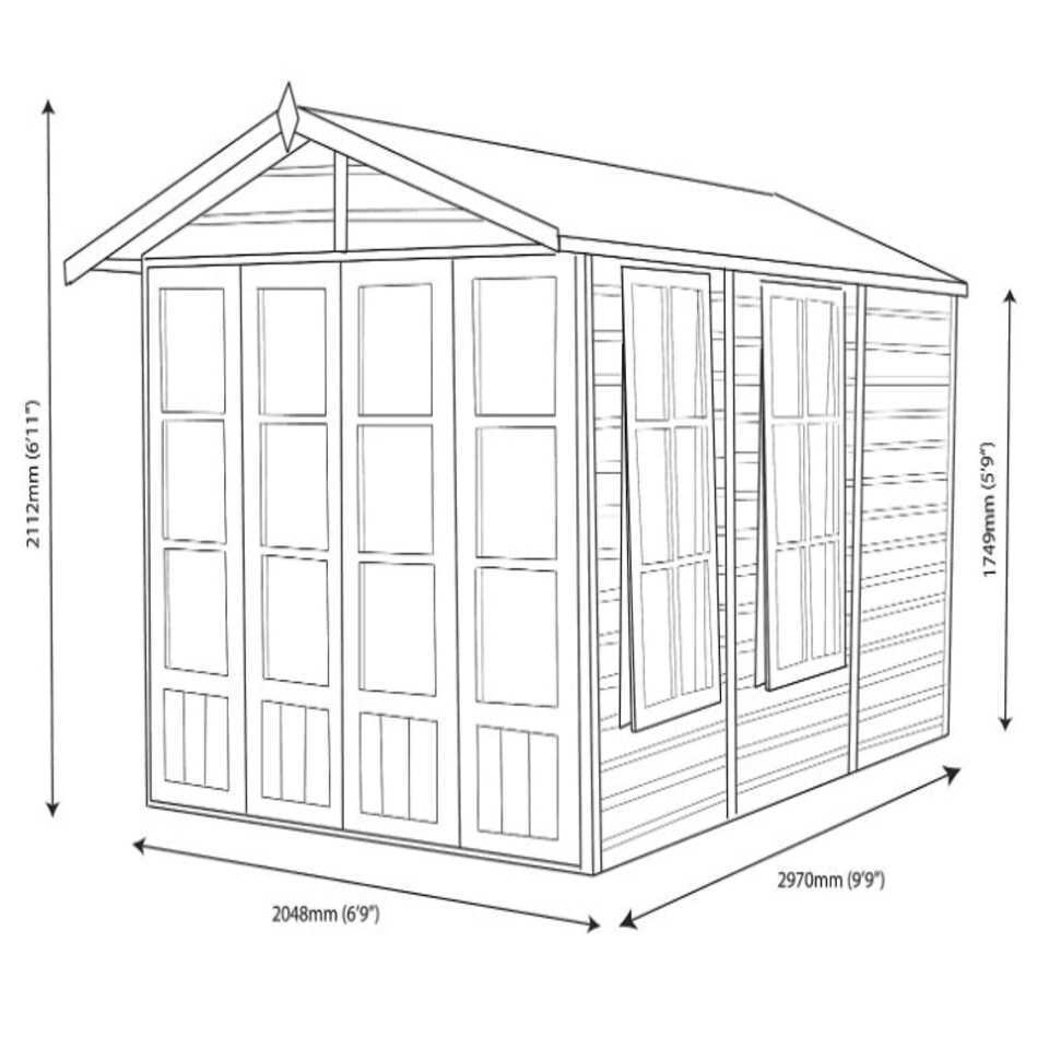 image 1 of Kensington 7 x 10 Feet Double Door with Large Opening Window Summerhouse Brown