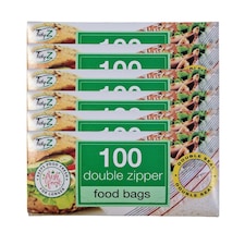 TidyZ Double Zip Food Bags 100 Assorted Pack