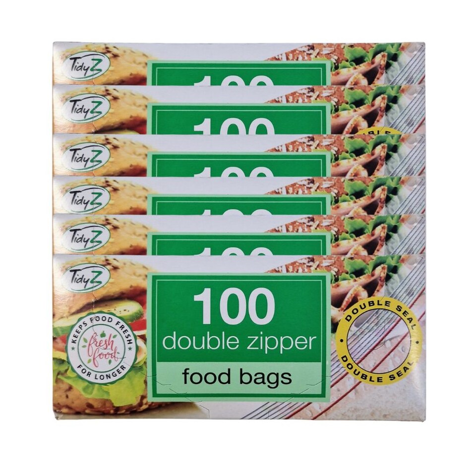 TidyZ Double Zip Food Bags 100 Assorted Pack