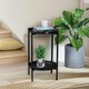 image 3 of 2 Tier Round Metal Coffee Table Black Black