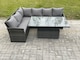 image 2 of Fimous Wicker PE Outdoor Rattan Garden Furniture Set Height Adjustable Rising Lifting Table Sofa Dining Set with Dark Grey Mixed