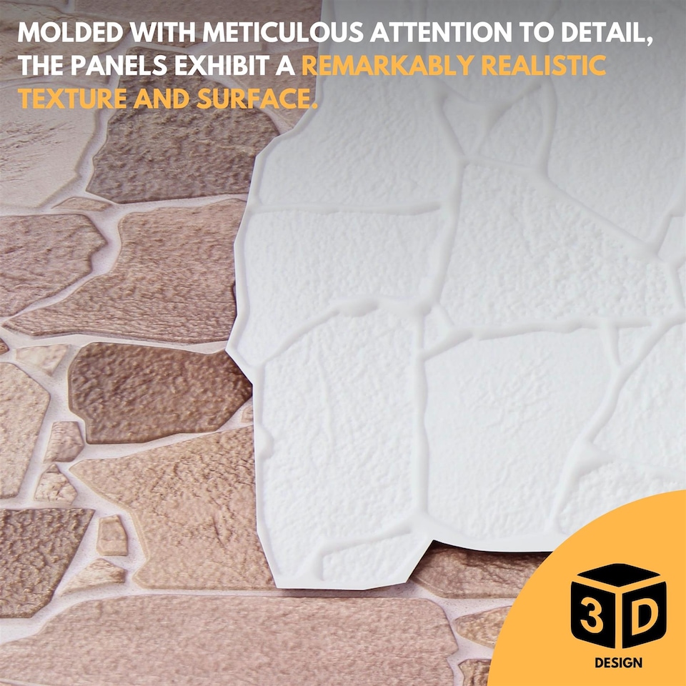 image 1 of NOVECRAFTO Brick & Stone Effect 3D Wall Panels (96cm x 48cm) DIY PVC Plastic Cladding Panels