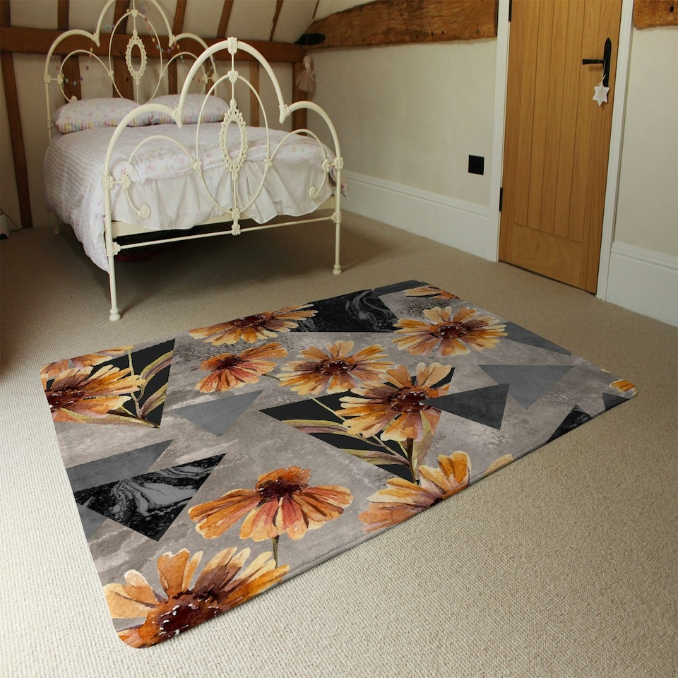 image 1 of Geometric floral shapes (Rug) Multi | Small: 60x110cm