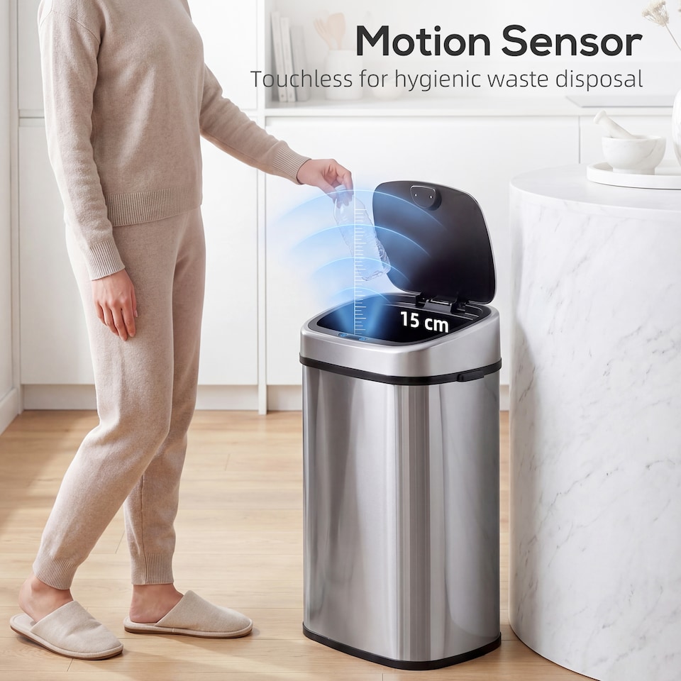 image 1 of HOMCOM Sensor Dustbin Touchless Trash Can Automatic Stainless Steel 58L
