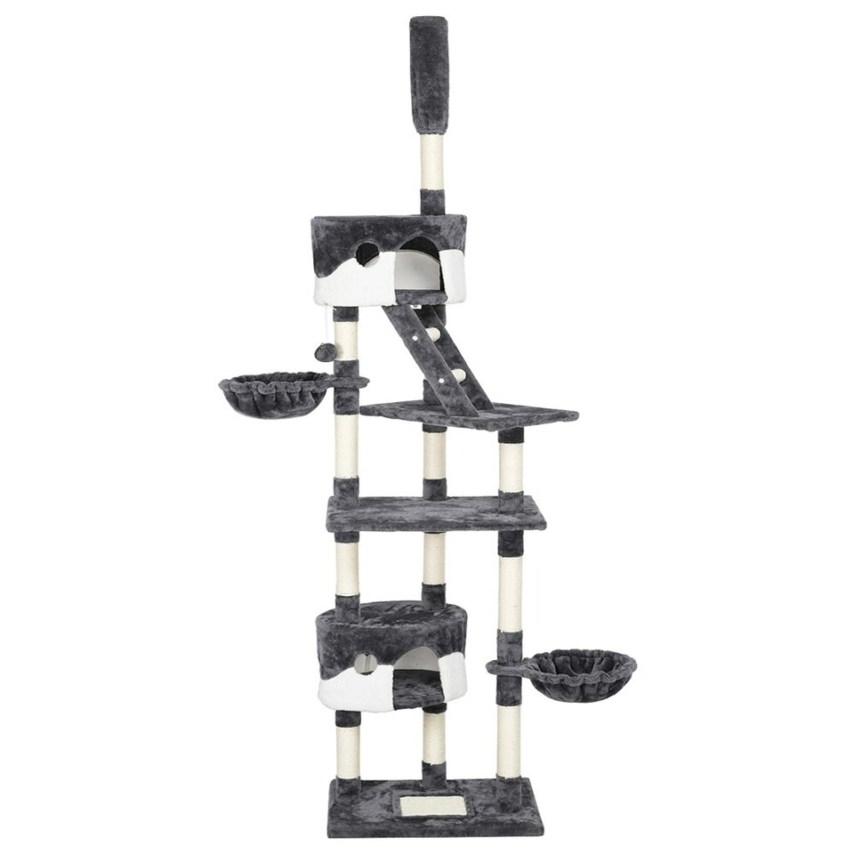 image 1 of Yaheetech 255 cm Tall Large Cat Tree Condo Dark Grey/White