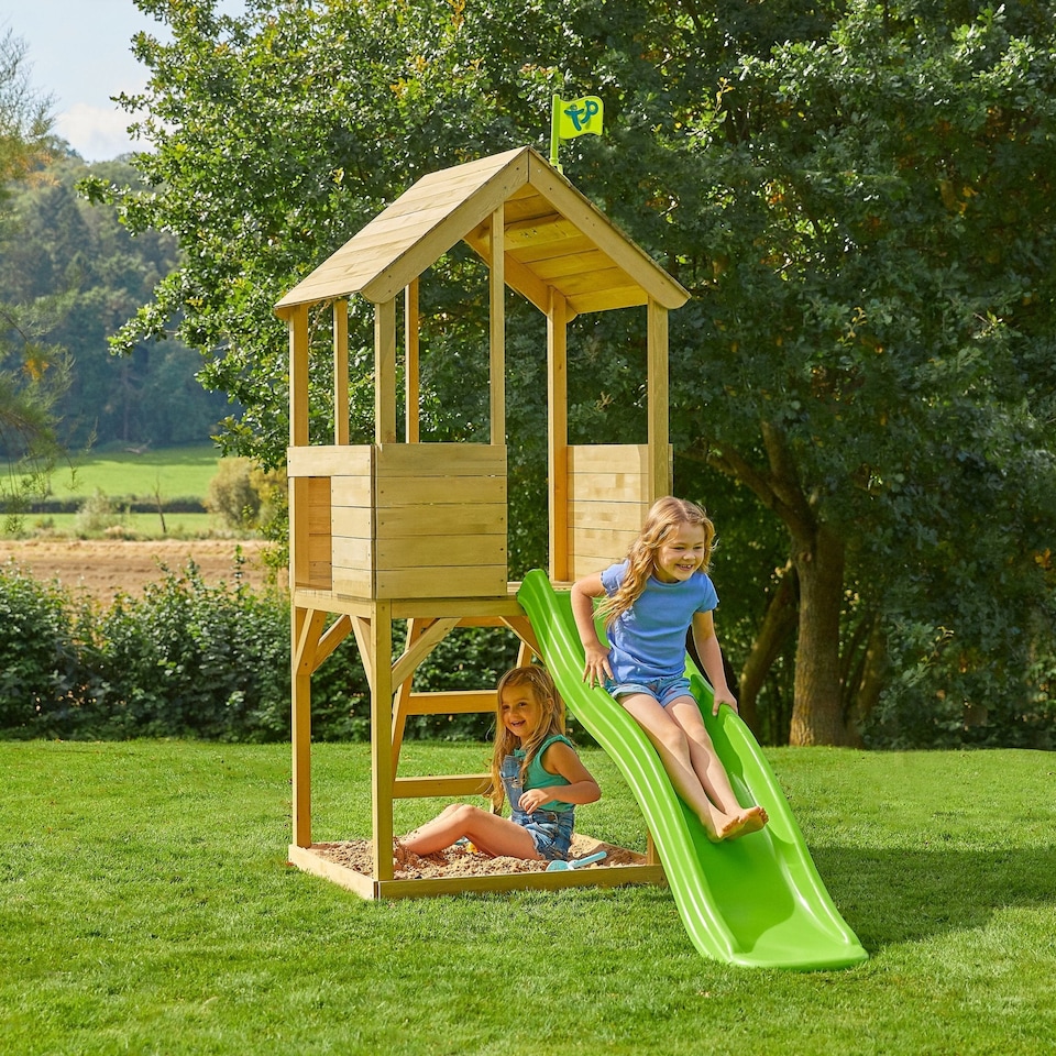 image 1 of TP Treehouse Wooden Play Tower with Wavy Slide - FSC® certified