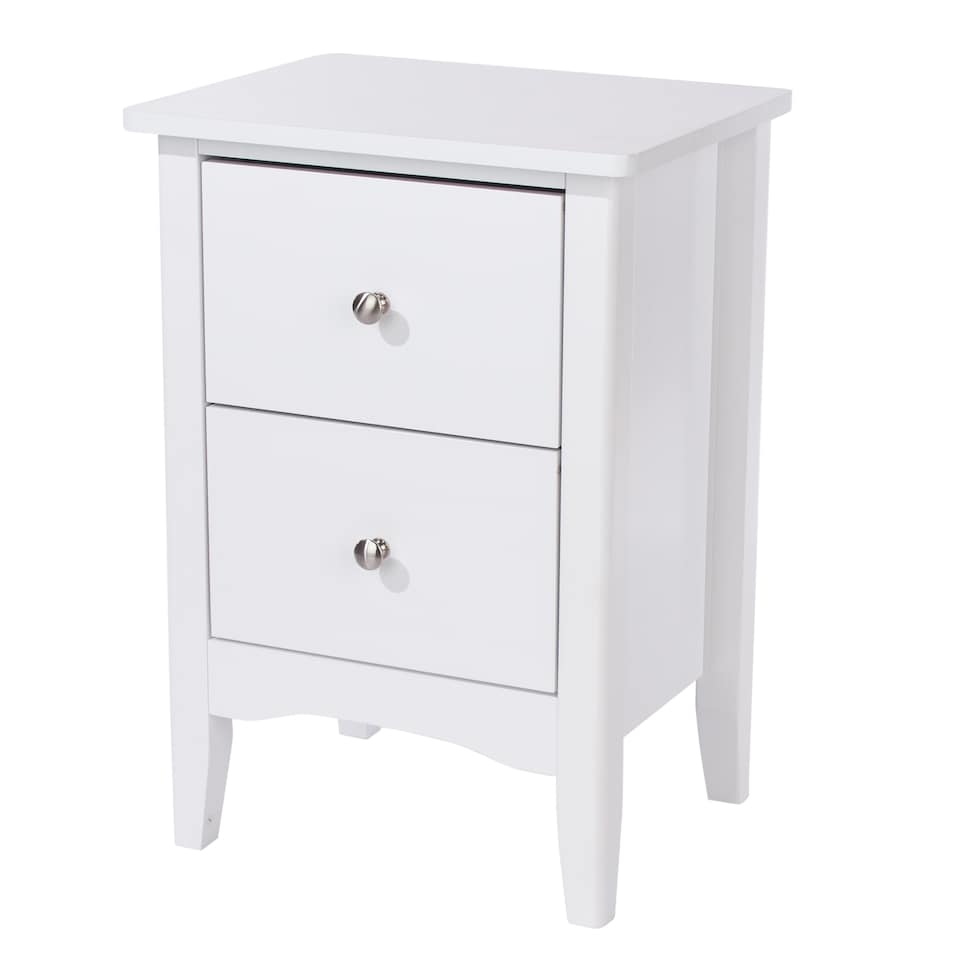 image 1 of Como 2 Drawer Petite Bedside Cabinet - Compact Shaker-Style Bedroom Storage | White | White | One Size | 1