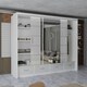image 3 of Sleek High Gloss Sliding Wardrobe 255cm with Drawers | White/Black/Grey 3-Door Bedroom Storage White | White255cm