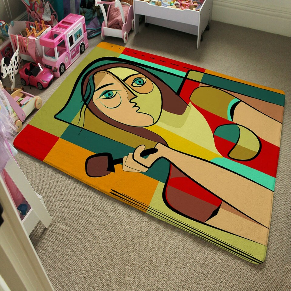 image 1 of Woman with chocolate in hand (Rug) Multi | L