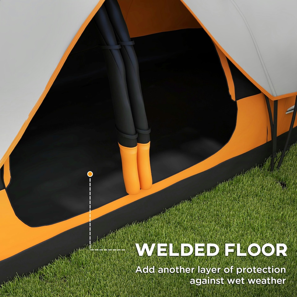 image 1 of Outsunny 2 Room Camping Tent with Waterproof Rainfly & Screen Panels Dark Green
