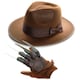 image 1 of Dream Killer Set - Brown Fedora Hat & Claw Glove Brown | One Size