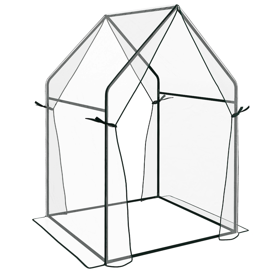 image 1 of Outsunny Tomato Greenhouse with 2 Zipped Doors, Outdoor Green House, Clear