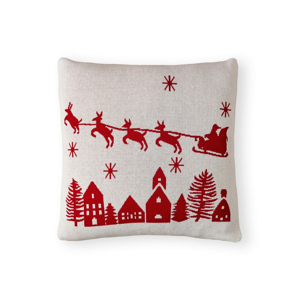 image 1 of BHS Father Christmas on Sleigh Cushion, Red | Red | Red | One Size | 1