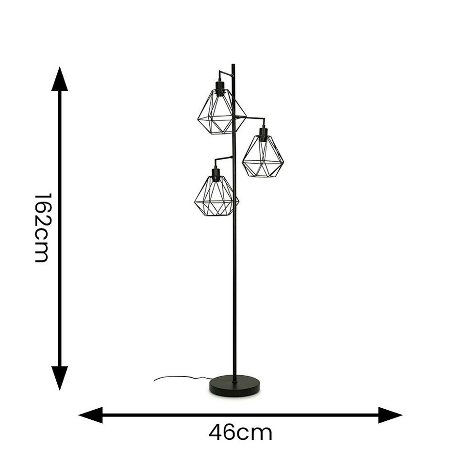 image 1 of ValueLights Balboa Black 3 Arm Floor Lamp Set of 3 Black Shade