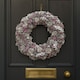 image 4 of Neo Luxury Extra Large Frosted Pinecone Winter Wreath 50cm Home Artificial Christmas Festive Front Door Decoration | Grey | Pink Grey