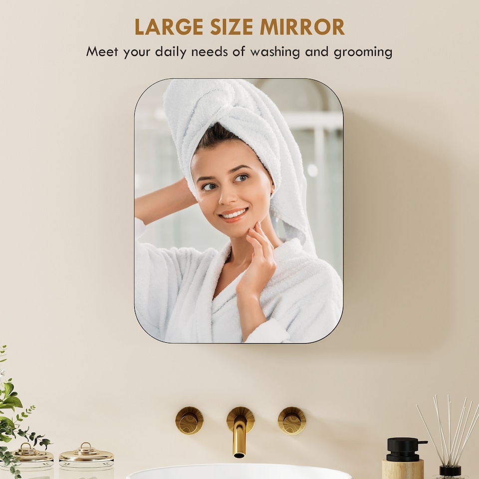 image 1 of HOMCOM Wall Mounted Bathroom Cabinet with Mirror Adjustable Shelves | Black | Black | 40.2 x 10.2 x 50.9 cm