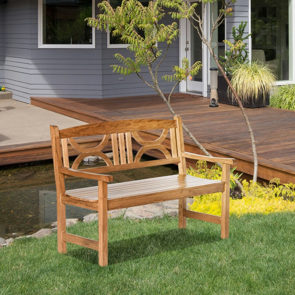 image 1 of Outsunny 2-Seater Wooden Garden Bench Outdoor Patio Loveseat Natural