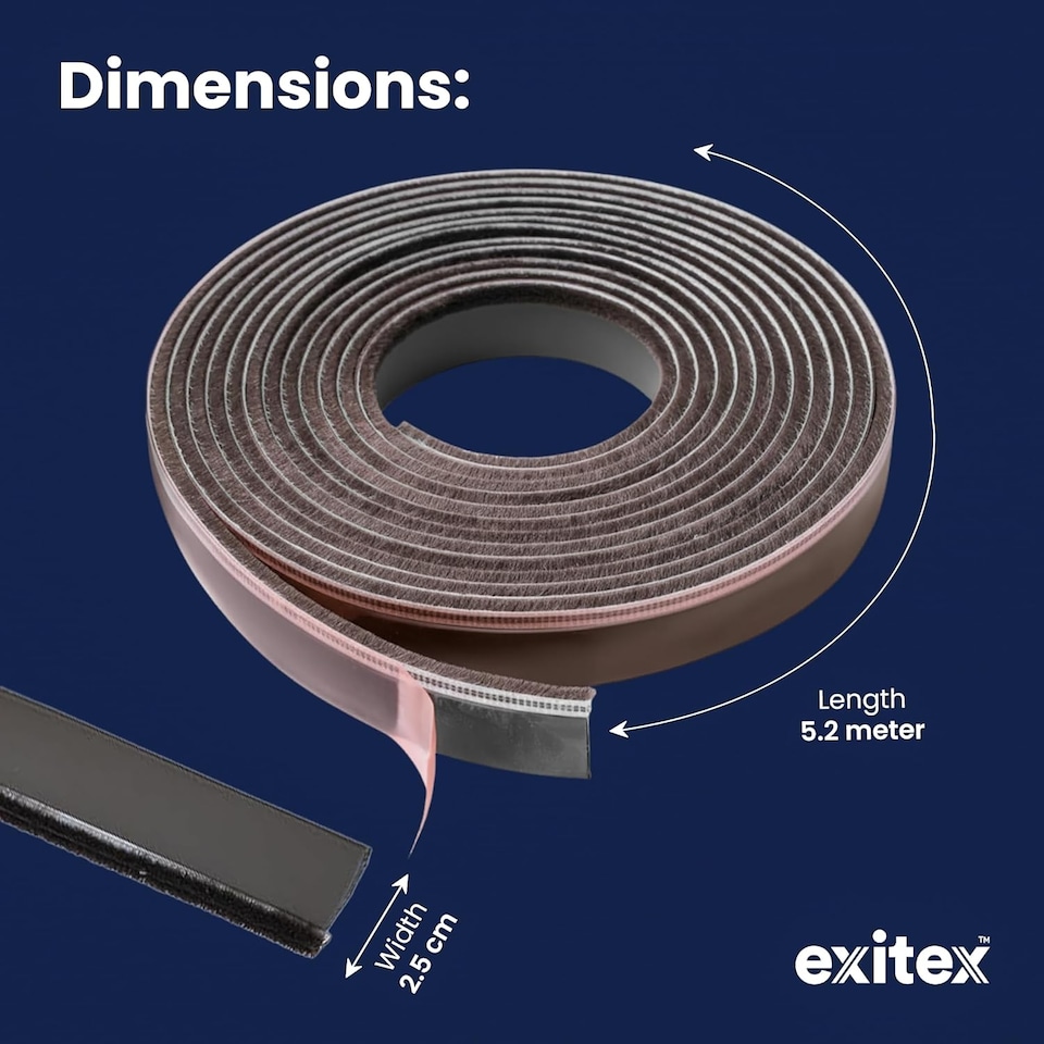 image 1 of Exitex Self Adhesive Intumescent Fire & Smoke Door Strip with Brush, FD30 rated, 5.2m | Brown