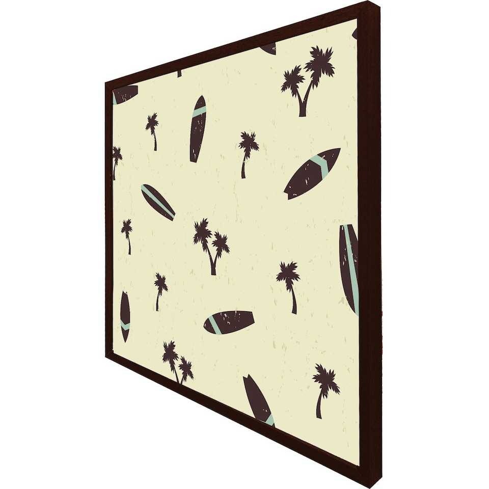 image 1 of Surf board & palm silhouettes (Picutre Frame) Brown | Oak | M